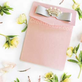 Crown in Pink Metallic Pocket Wedding Invitation Suite